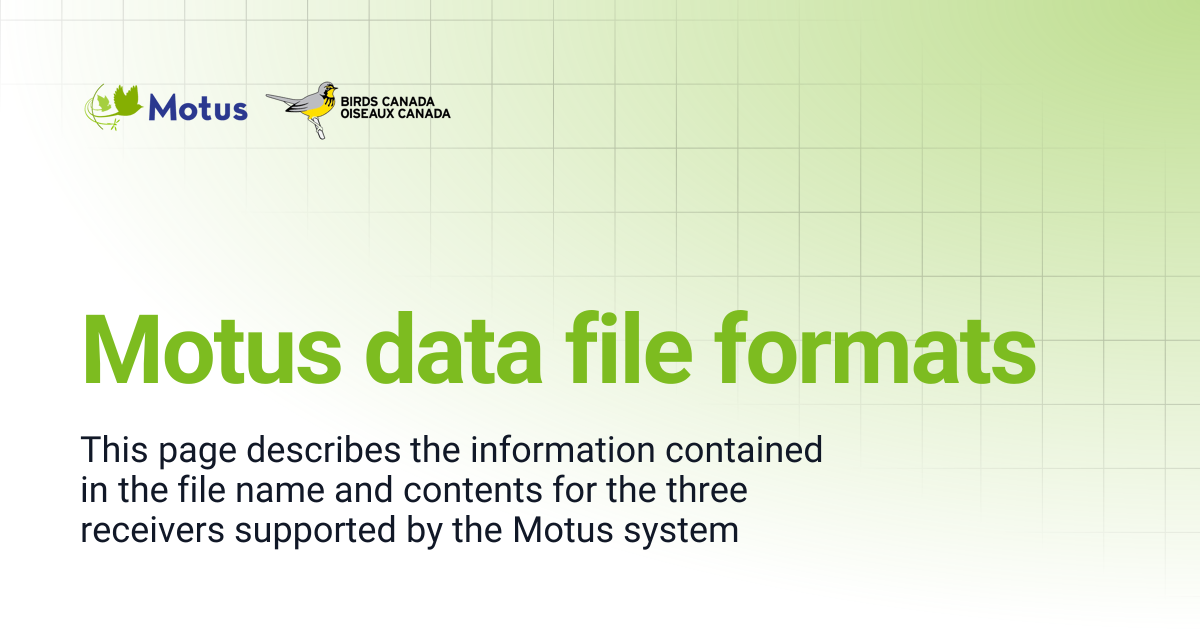 Motus data file formats | SensorGnome V1 (Legacy) | SensorGnome User Guide